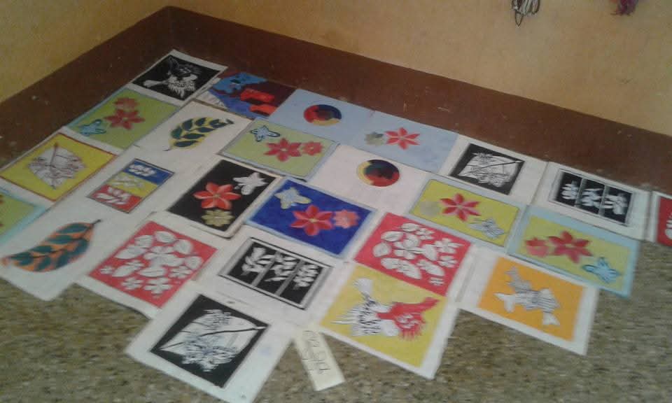 Hand-Painted Fabric Squares — Production Line