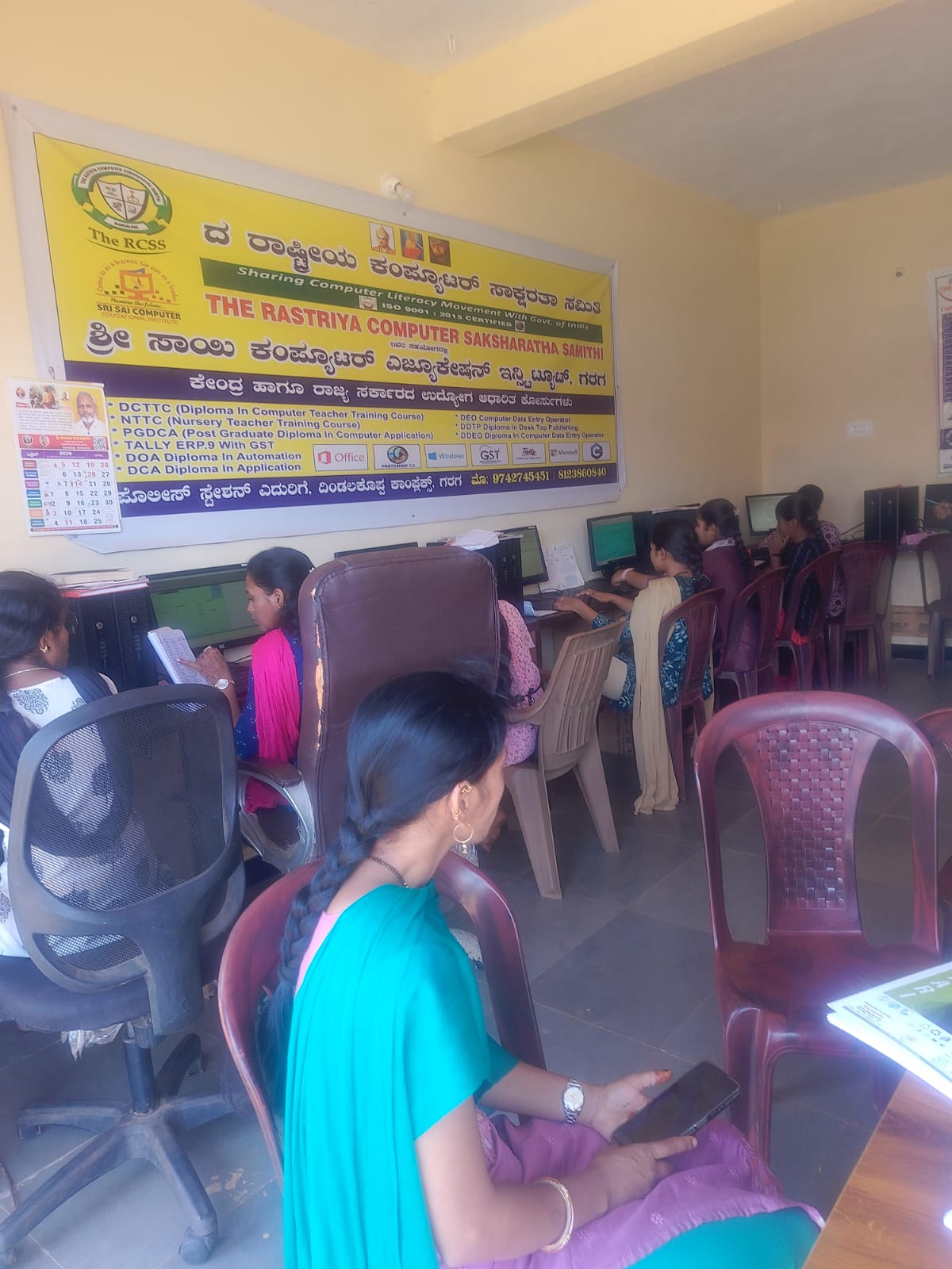 Students attending class